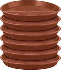 16 Inch Plant Saucer- 6 Pack Heavy Duty Plastic Water Trays USA SELLER