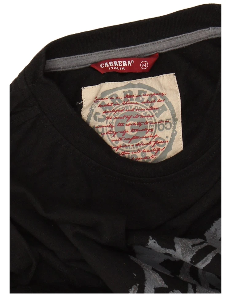 Camiseta gráfica CARRERA para hombre manga larga mediana negra FE19 Foto 3 de 3