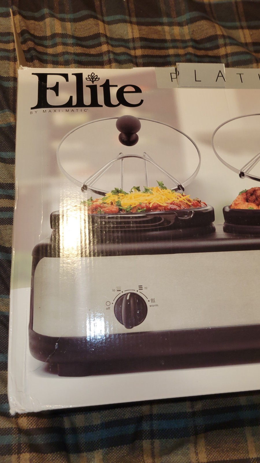 Elite 2.5Qt Slow Cooker/Buffet Server with 3 Ceramic Pots-Silver/Black EWMST-325