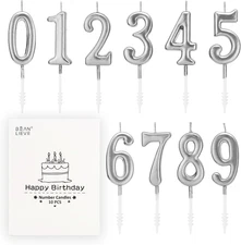 Beanlieve 10-Pieces Numeral Birthday Candles - Cake Numeral Candles Number 0-9 G