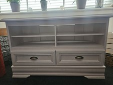 Grey Wooden Freestanding TV Stand, Rectangular, 2 Shelves & 2 Drawers