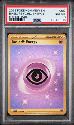 2023 POKEMON MEW EN-151 HYPER RARE #207 BASIC PSYCHIC ENERGY PSA 8