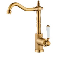 Antique Brass Kitchen Sink Tap, Single Handle, 360° Swivel Spout – YIGUANXIN