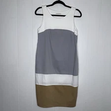 Hubert Gasser Women’s Color Block Shift Sleeveless Dress Gray White Size 40