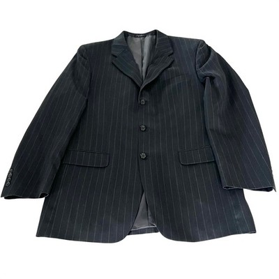 Mens Classic Pinstripe Suit Jacket Blazer Dark Gray Formal Business Sz 42L