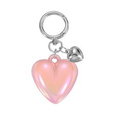 Resin Cute Heart Keychain for Women for Handbag Electroplated Pink