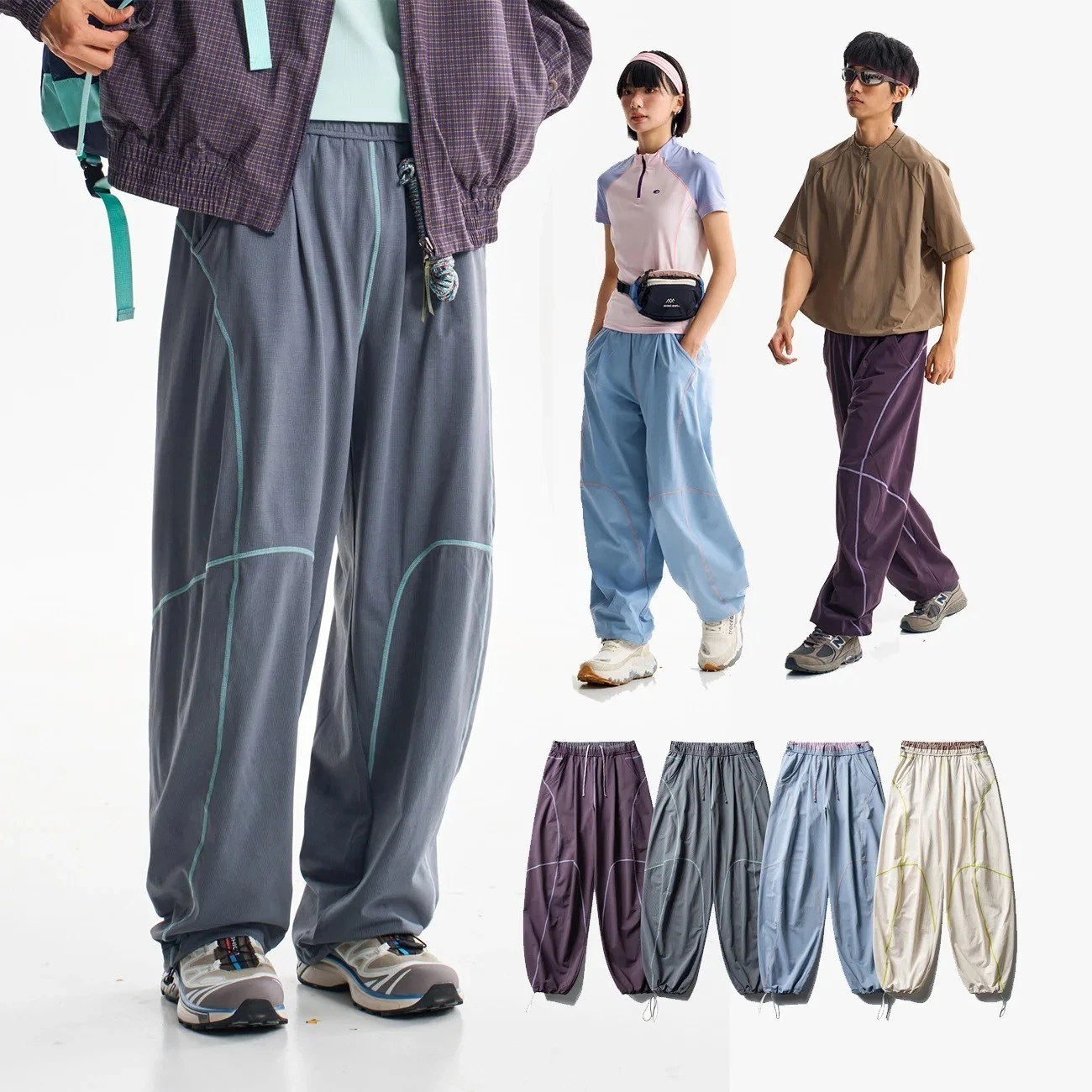 Unisex Hiking Cargo Pants Lightweight Quick Dry Loose Sport Joggers Trousers