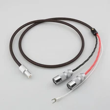 HiFi 4N Pure Silver Wire Tonearm Phono Cable 5Pin Din to Pure Copper XLR Male