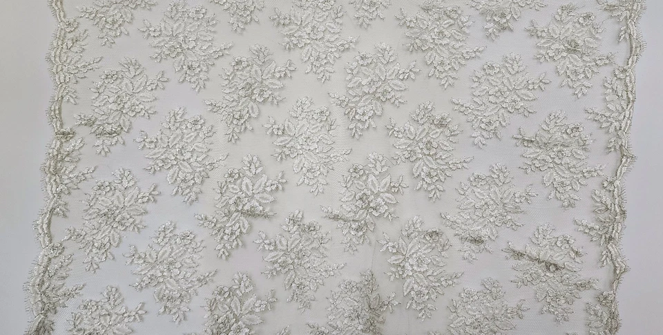 Luxury French Metallic Floral Lace – 5 3/4 Yards x 36" Wide - Made in France - Image 4 of 4