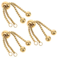 3 Pcs Adjustable Bracelet Slider Chains Stainless Steel Chain Extenders For