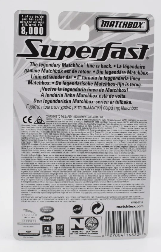 Matchbox New Superfast #23 Dodge Viper GTS blu. Blister. Limited 8000 - Immagine 2 di 2