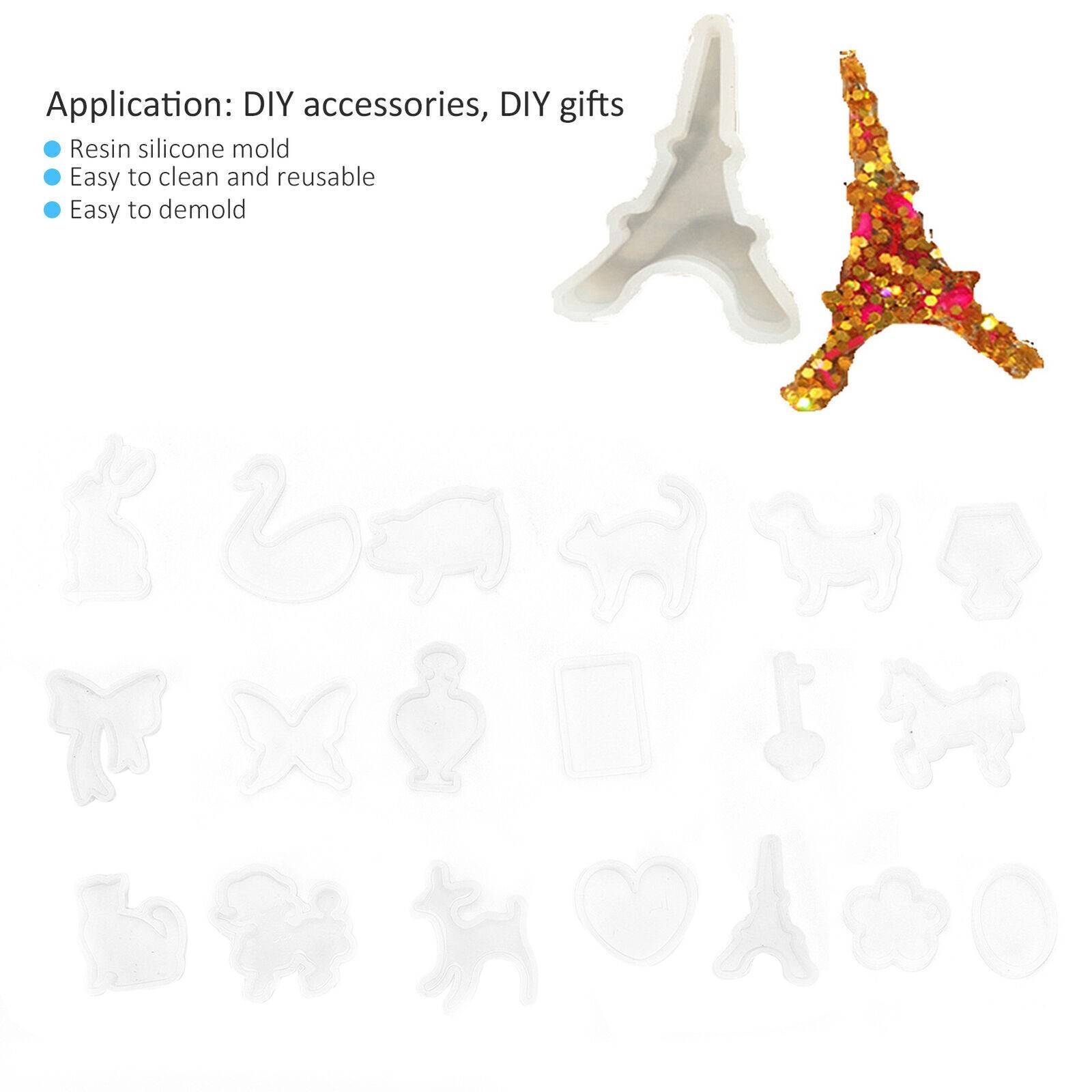 19 Pcs Silicone Molds Animal Style Epoxy Casting Molds Decorative Resin Molds