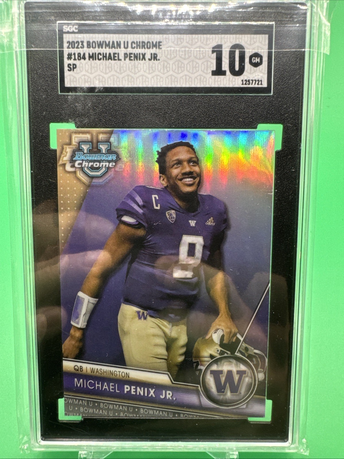 2023 Bowman University Chrome - Image Variation #184 Michael Penix Jr. SGC 10