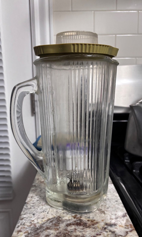 Vintage Waring Blender Glass and Gold Top