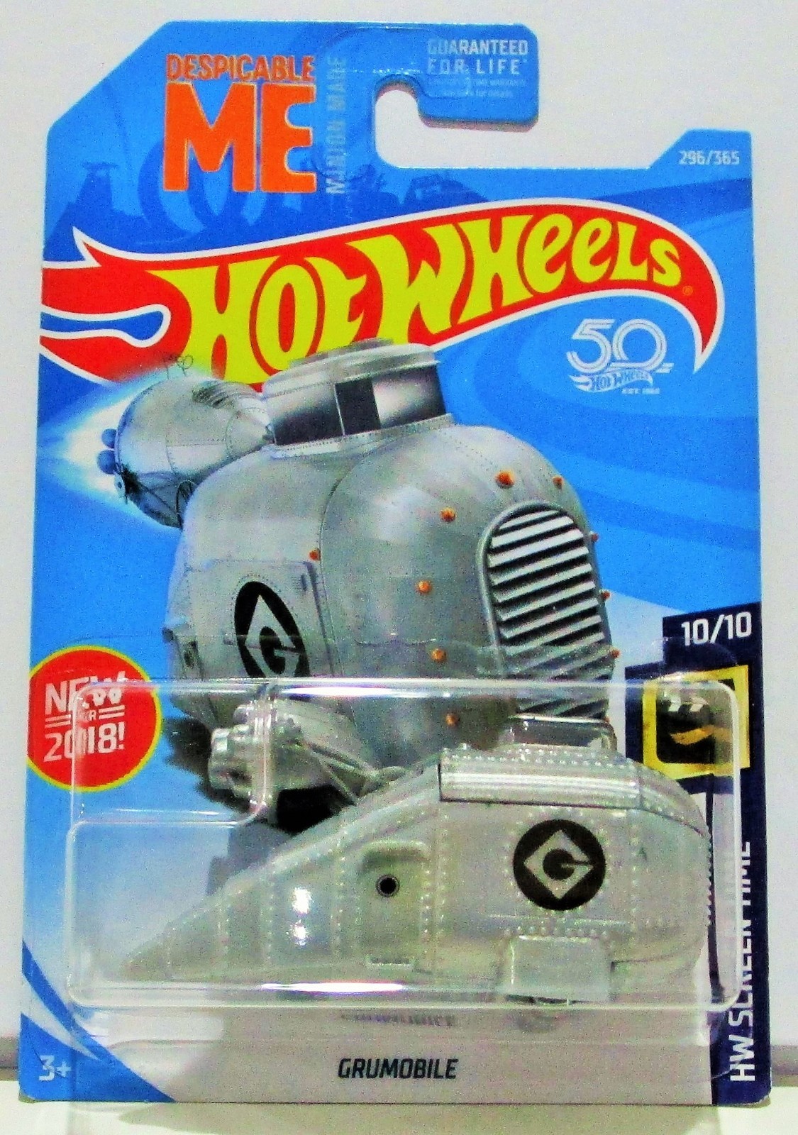 Hot Wheels 2018 basic series despicable me grumobile silver #296 / 365