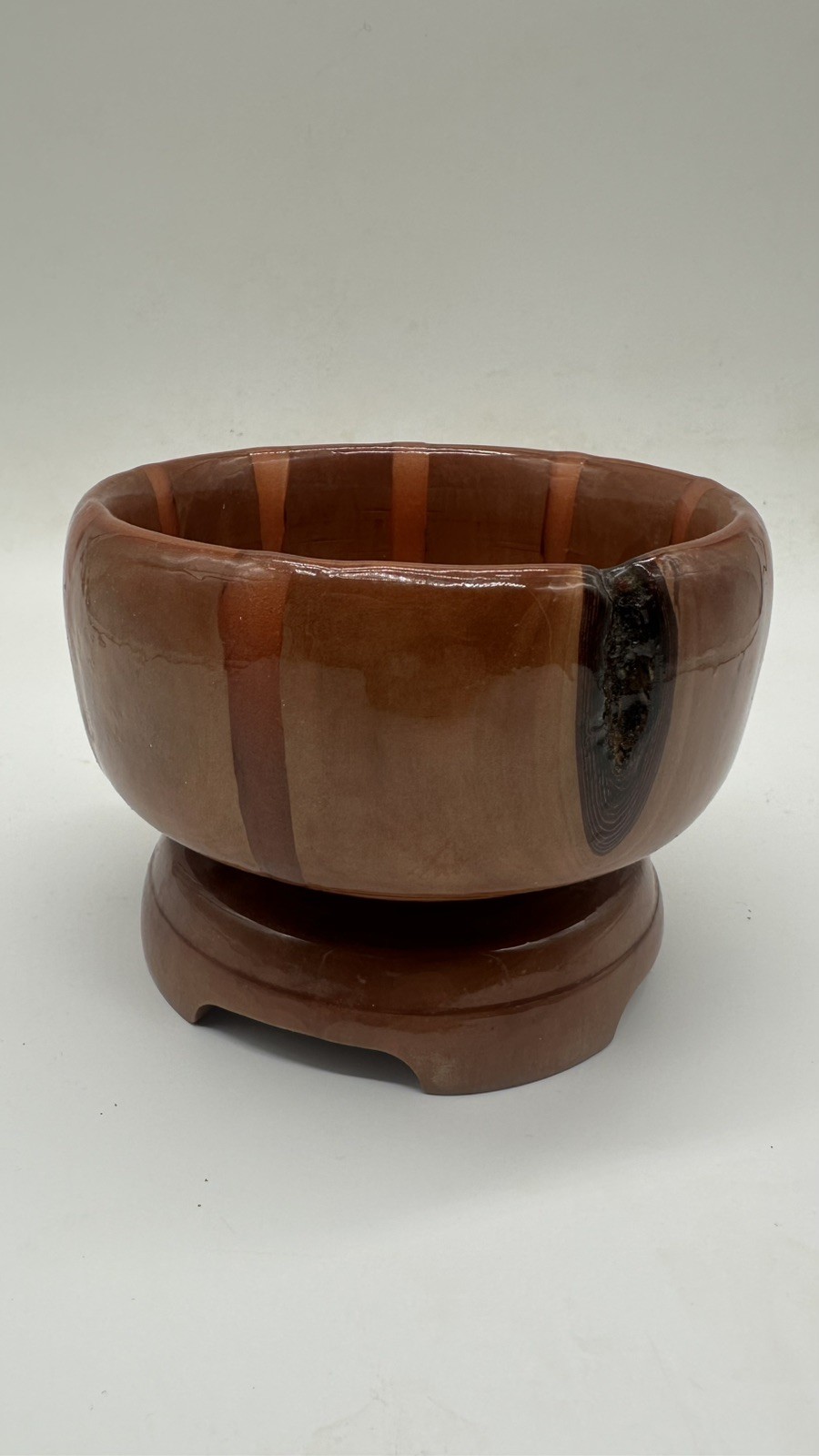 Signed Studio Art Wood Bowl on Pedestal Base – Hand Turned Fine Wood Sculpture