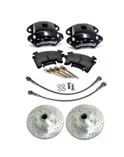 1964-72 CHEVY CHEVELLE BLACK WILWOOD FRONT DISC KIT DRILLED SLOTTED ROTORS 52 GM