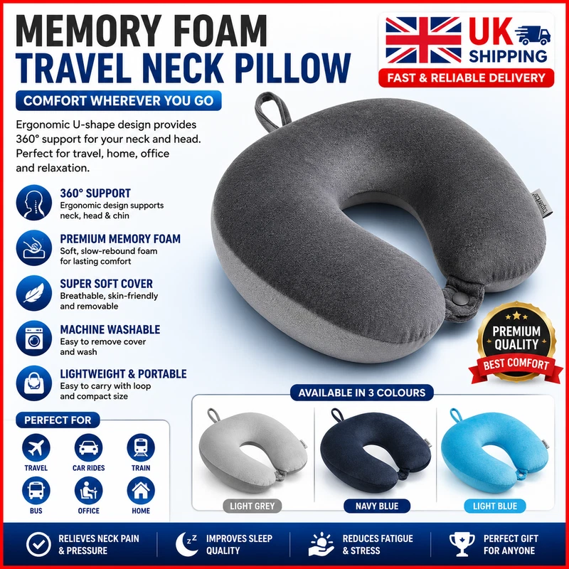 lightweight U-shaped memory foam travel pillow
