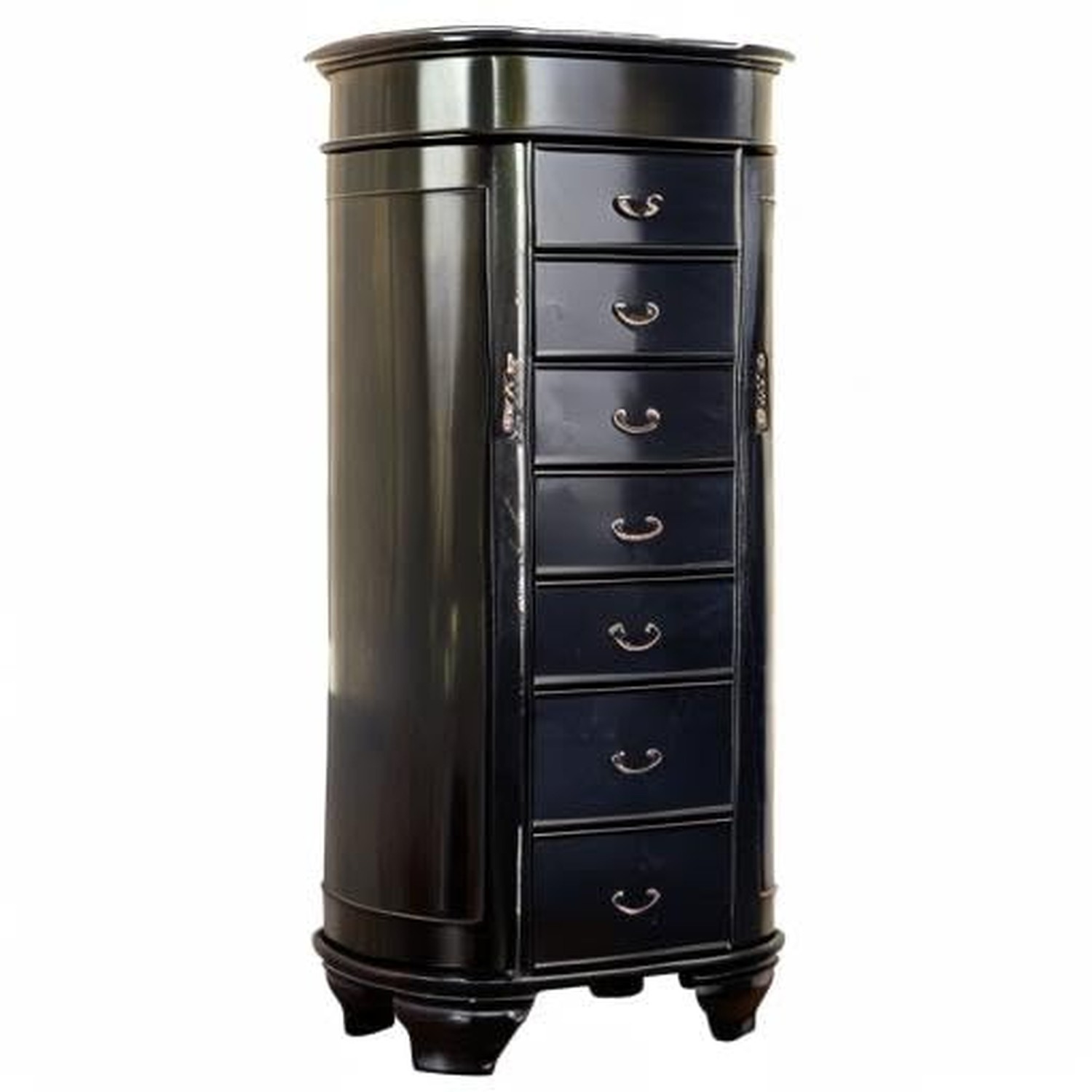 Hives and Honey Daley Oval Jewelry Armoire, Stylish Standing Organizer with M...