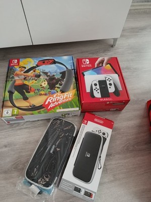 Nintendo Switch OLED-Modell Weiß Ink. Nintendo Case Und Ring Fit Adventure. 