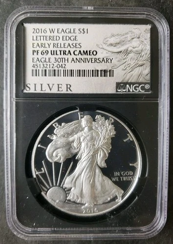 2016 W Proof $1 American Silver Eagle Dollar NGC PF69 Ultra Cameo