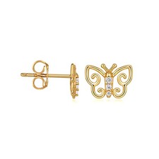 14K Gold Cubic Zirconia Butterfly Stud Earrings