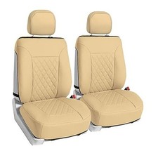 Front Set Faux Leather Car Seat Covers for Low Back Seat with SOLID BEIGE