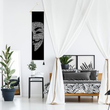 Rollbild mit Anonymous Maske | Guy Fawkes Maske Wandbild | ASCII Art | 130x33cm