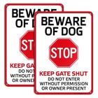 2 Pack Beware of Dog Signs, Warning Sign Beware of Dog for Fence, Do Not