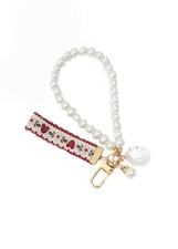 Red Cute Women's Imitation Pearl Chain Key Chain Girl Heart Strawberry Lace R...