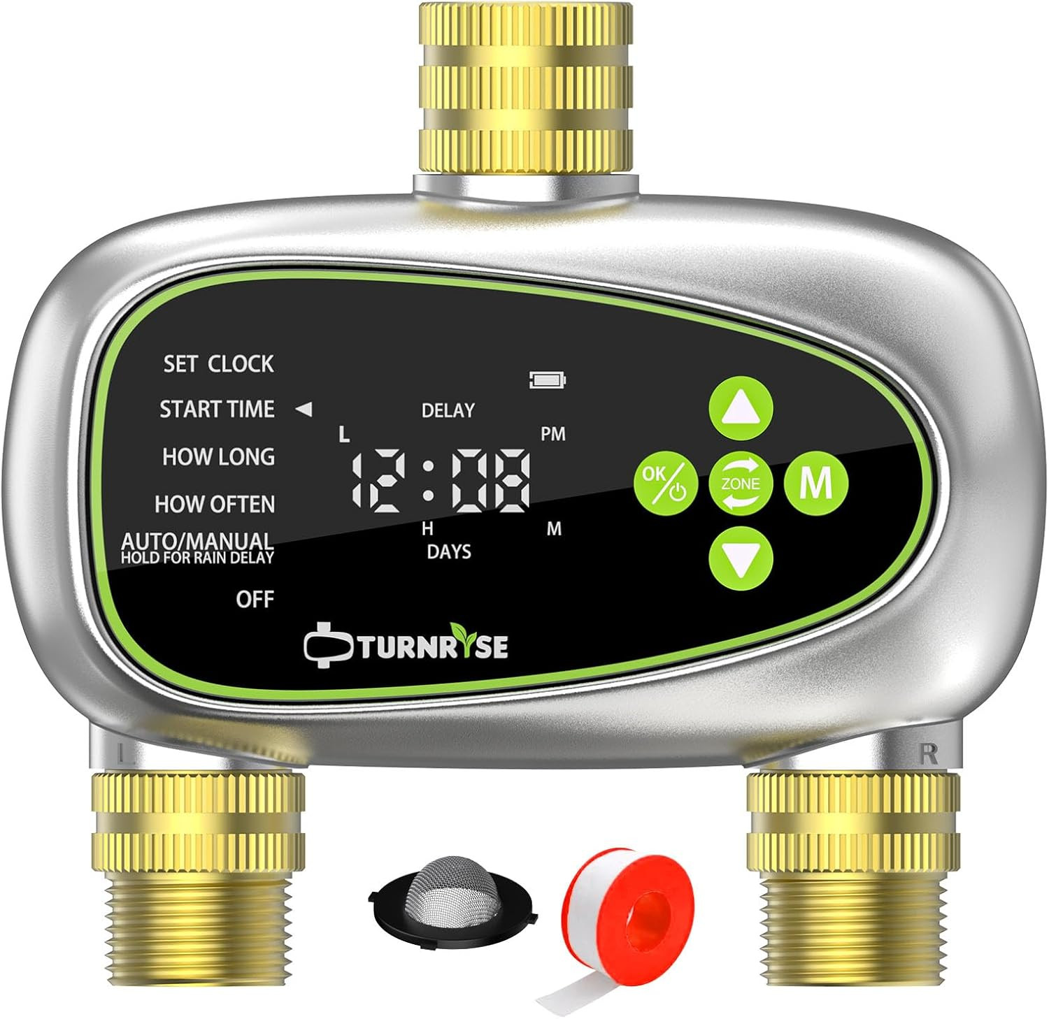 Timer Irrigazione 2 Zone Professionale Ottone - Programmatore Giardino - 1