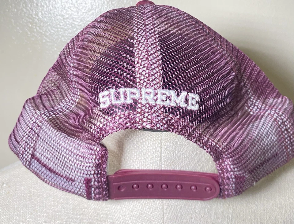 Supreme Name Plate Mesh Back 5-Panel Snap Back Trucker Hat Maroon - Image 2 of 4