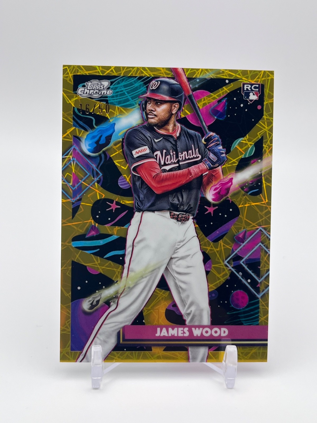 2025 Topps Cosmic Chrome Gold Interstellar Refractor #1 James Wood RC Rookie /50