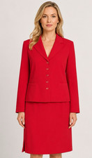 Tahari Arthur S. Levine Red Skirt Suit Career Power Blazer Structured Chic SZ 14