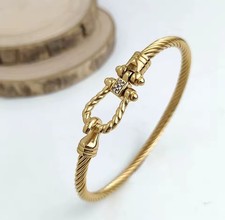 18K Gold Plated Stainless Steel Bangle with Elegant Knot Design