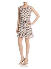 LE GALI Womens Ivory Tie Belt Closure Lined Sleeveless Fit + Flare Dress S