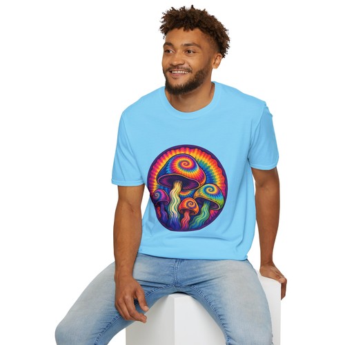 Tie Dye Mushroom Psychedelic Trippy Retro Hippie Natur Unisex Softstyle T-Shirt - Bild 60 von 112