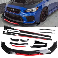 Front Bumper Lip Splitter Spoiler Glossy Black Red For Subaru WRX STI Body Kit