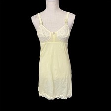 Vtg 60  s butter yellow slip gown