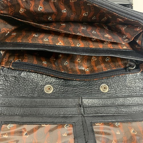 Vintage Brighton Leder Kroko Dreifachfaltung Geldbörse Kartenetui Organizer Schwarz/Braun - Bild 9 von 11