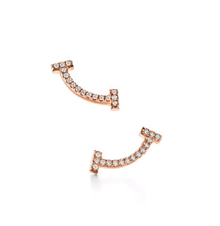 Tiffany & Co. T Smile Mini Ohrringe 18 Karat Roségold Pavé Diamanten