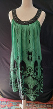 EYESHADOW Green/Black Sleeveless Baby doll Style Dress  SMALL