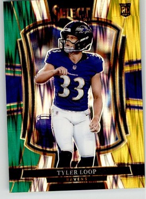 Tyler Loop 2025 Select Green and Yellow Shock 161 Baltimore Ravens Rookie