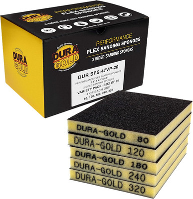 Dura-Gold Double-Sided Sanding Sponge Grit Variety Pack, Box of 20, Grits 80, 12