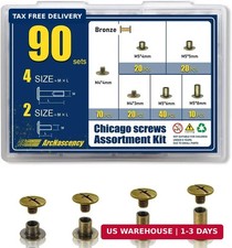 90 Sets Bronze Chicago Screws Leather Rivets Kit, 4 Sizes M5 4,5,6,8  2 Screw