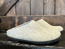 Glerups Slip-On Gray Wool Slipper With Black Rubber Bottom - EU Size 42