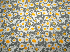 Floral Fabric By The Yard White Flowers Yellow Centers on Gray Quilting Cotton C
