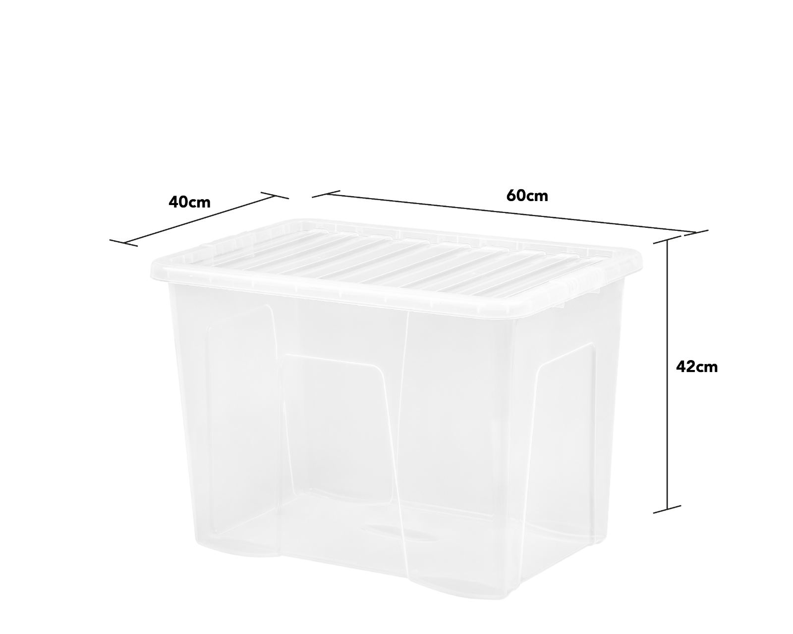 25L 80L Crystal Clear Plastic Storage Container Boxes with Secure Clip