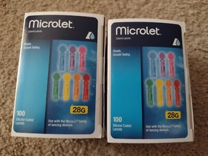 Microlet Colored Lancets 200 Count 2 Boxes Bayer New Unopened