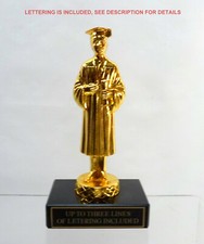 GRADUATE TROPHY METAL MALE GRADUATE BLACK MARBLE BASE - 67